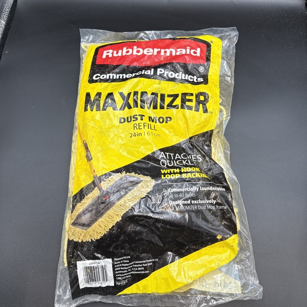 Rubbermaid Commercial Maximizer 24" Dust Mop Refill24" With Hook & Loop Backing